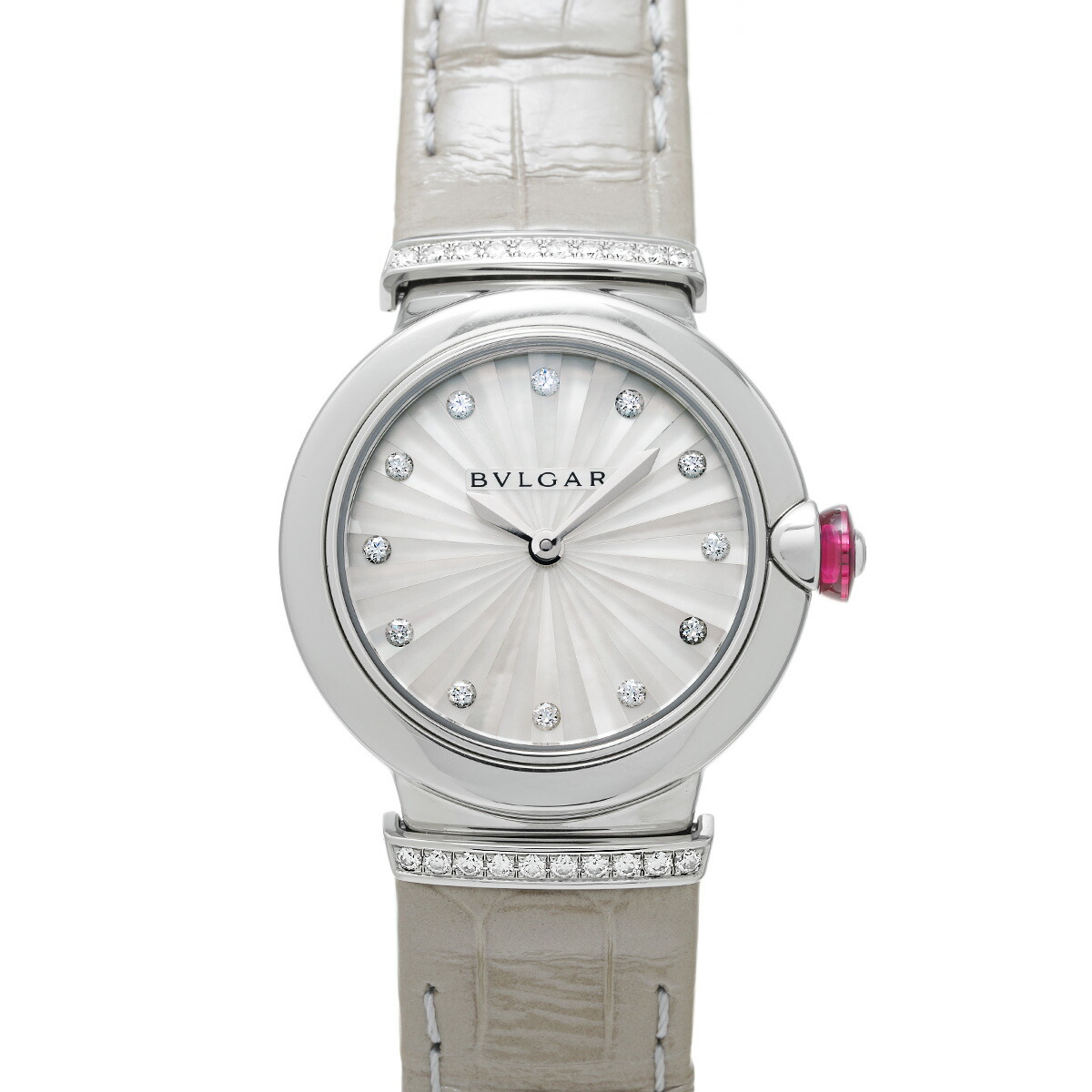 BVLGARI クォーツ時計 シルバー/ホワイト 新品)BVLGARI ブルガリ ビーゼロ1 クォーツ ホワイトレザーべ