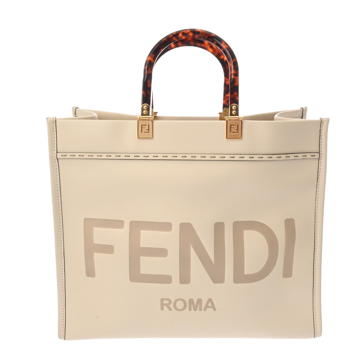 フェンディ FENDI サンシャイン ミディアム ホワイト 8BH386 カーフレザー レディース ハンドバッグ フェンディ ハンドバッグ バック ブランド 【ローン48回払い無金利】【中古】