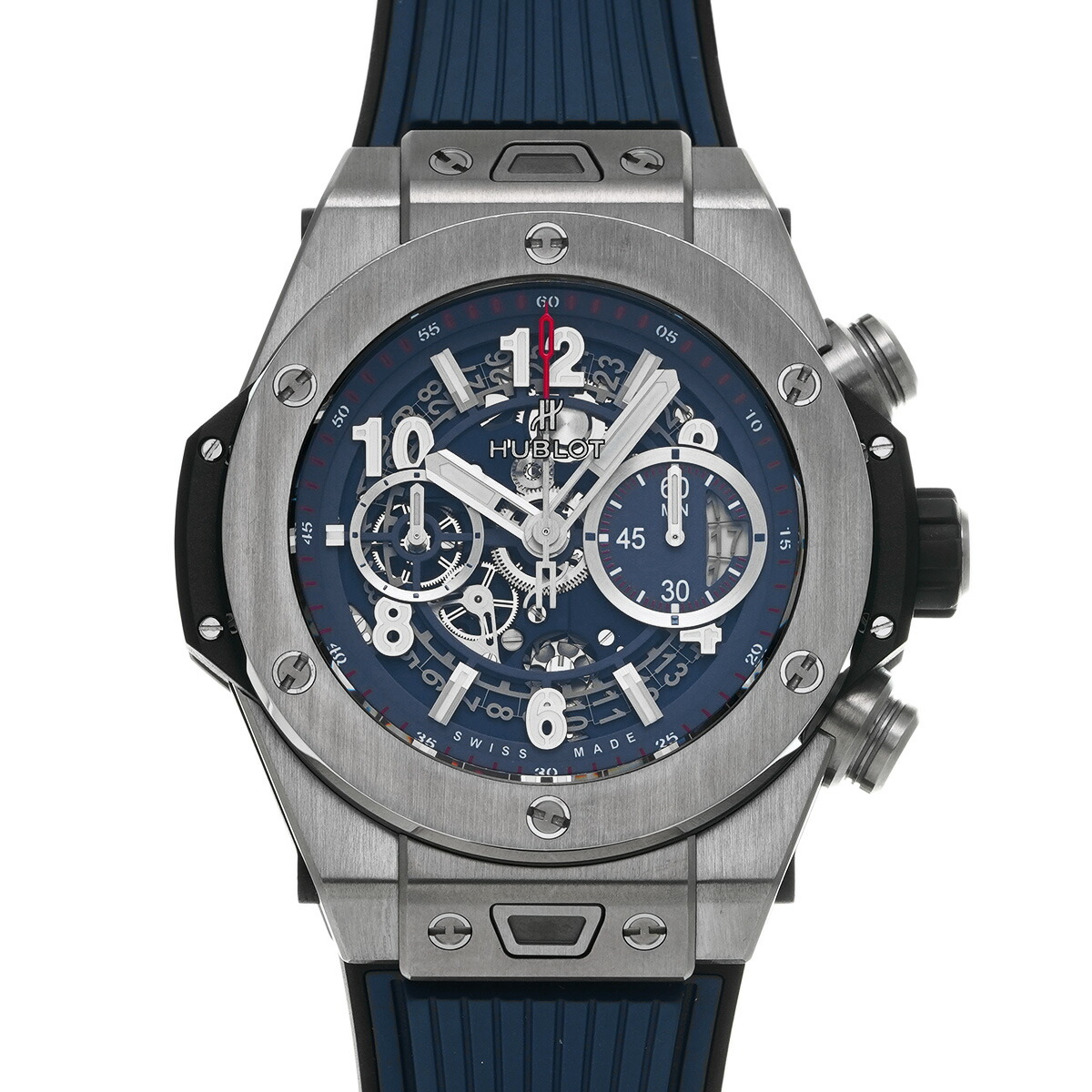 ウブロ HUBLOT ビッグバン ウニコ チタニウム 411.NX.5179.RX ブルー メンズ 腕時計 ウブロ 時計 高級腕時計 ブランド 【ローン48回払い無金利】【中古】