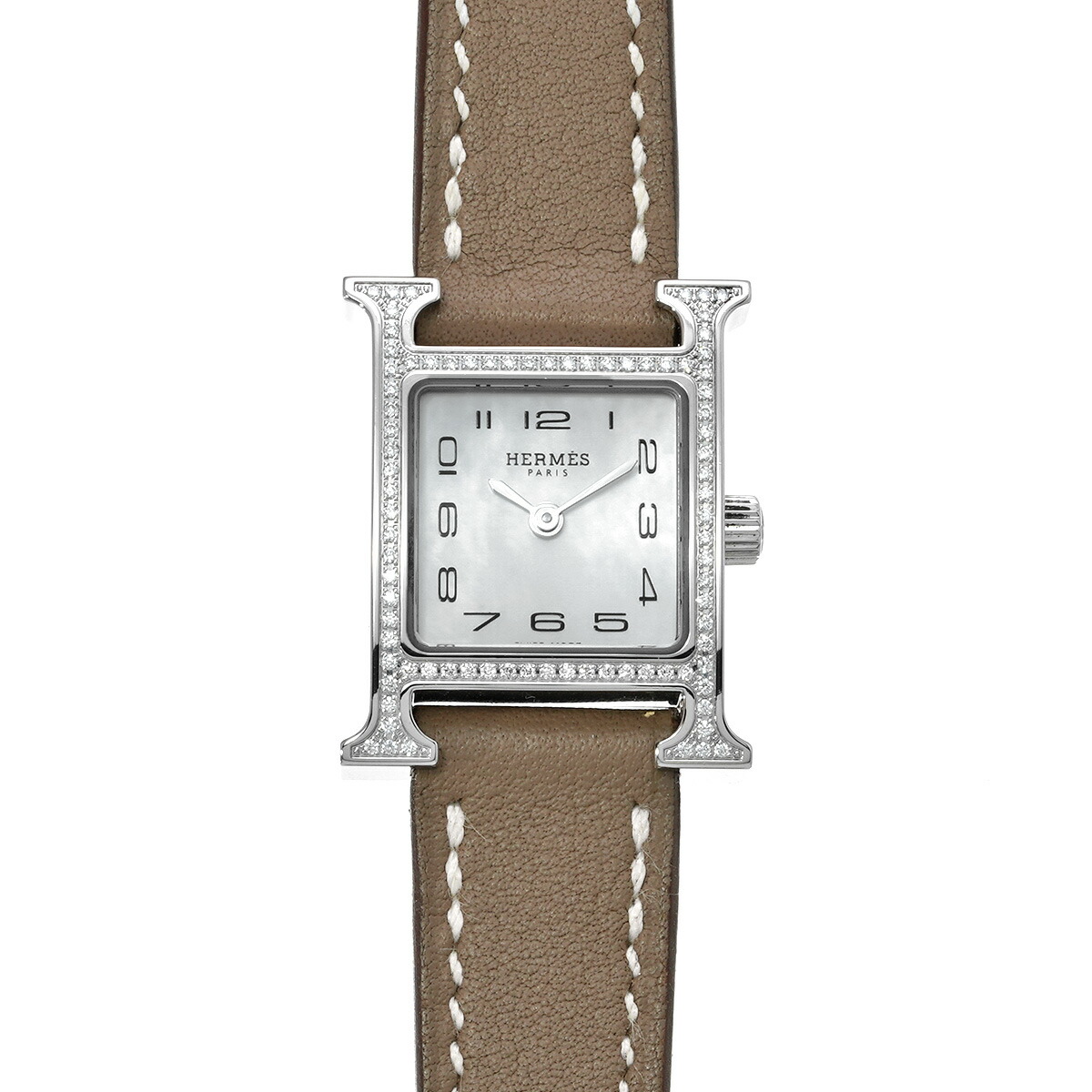 美品　HERMES　Hウォッチ　ロンド　HR1.210 エルメス Hウォッチ ロンド HR1.210 ホワイト レディース 時計