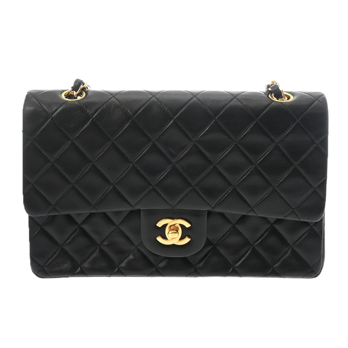 シャネル CHANEL マトラッセ WフラップWチェーンショルダー 25 ブラック A01112 ラムスキン レディース ショルダーバッグ chanel シャネル バッグ バック ブランド 【ローン48回払い無金利】【中古】