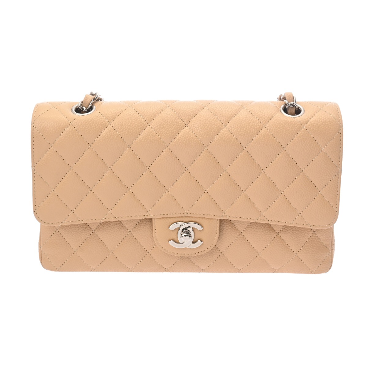 シャネル CHANEL マトラッセ Wフラップ Wチェーンショルダー 25 ベージュ A01112 キャビアスキン レディース ショルダーバッグ chanel シャネル バッグ バック ブランド 【ローン48回払い無金利】【中古】