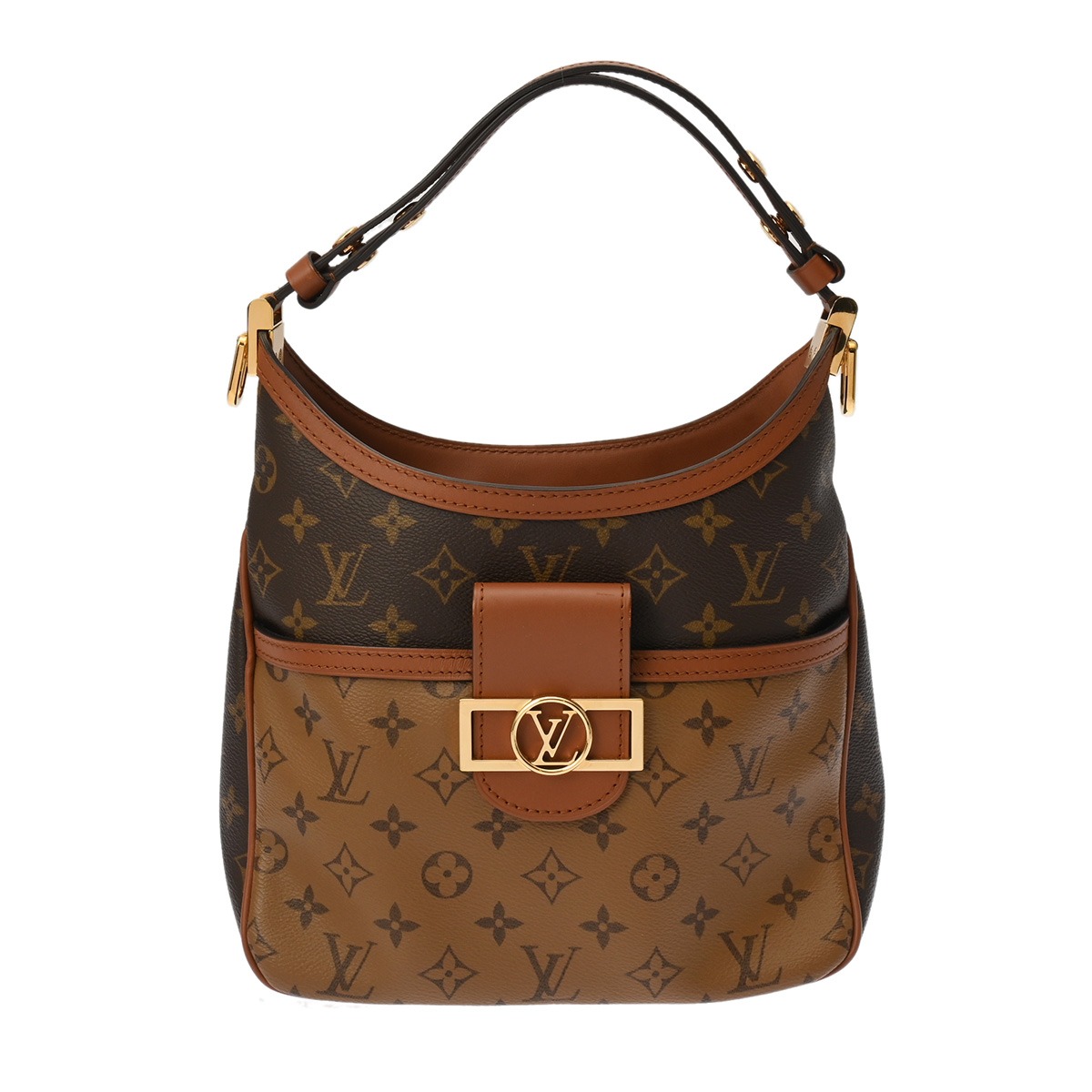 ルイ ヴィトン LOUIS VUITTON モノグラムリバース ホー洋弓 ドーフィーヌ PM 赤銅色 M45194 モノグラム帆布 レディース ショルダーバッグ ヴィトンバッグ うしろ側 ブランド名 【貸し付け金48回払い無利率】【中古】
