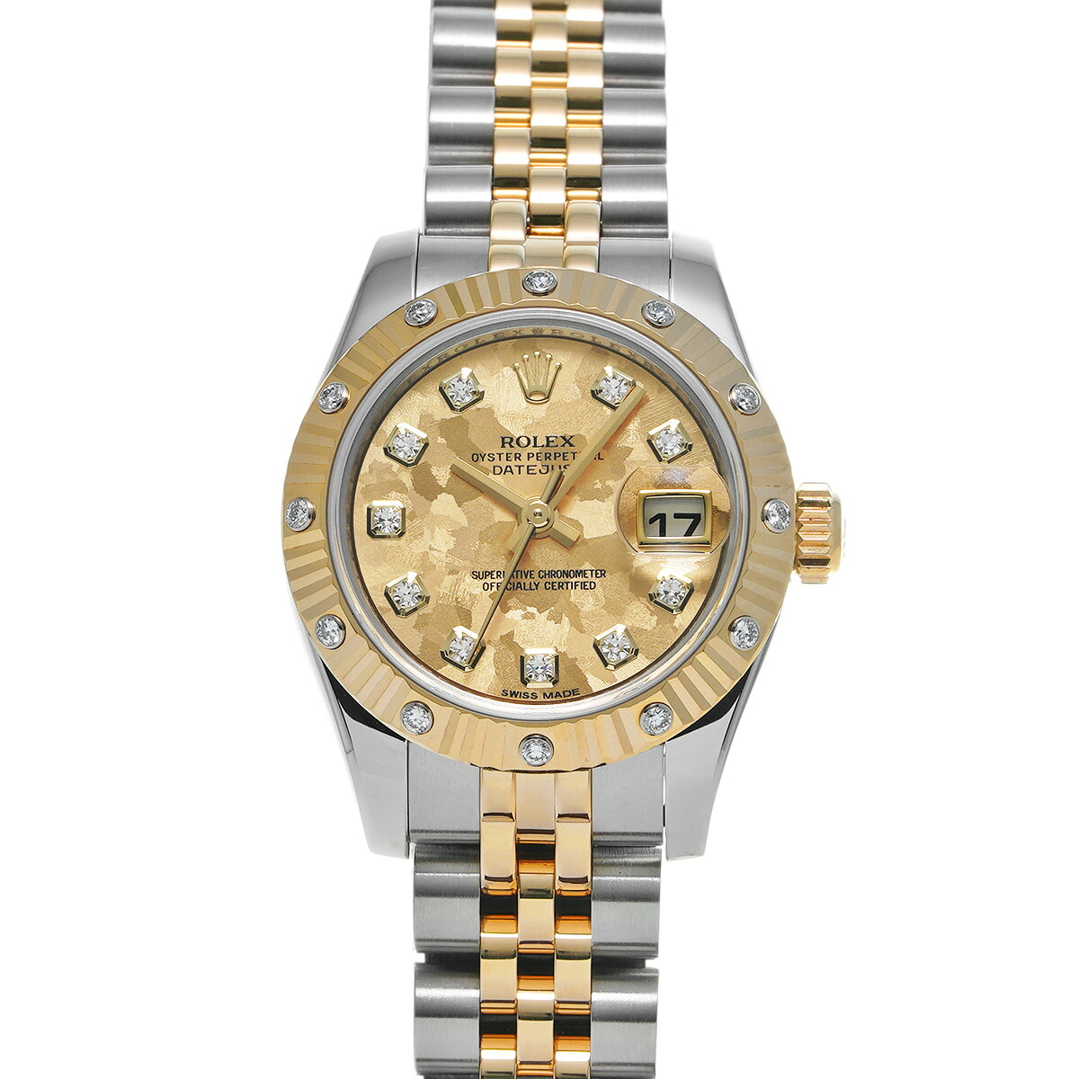 ロレックス ROLEX レディ デイトジャスト 26 179313G ランダムシリアル ゴールドクリスタル/ダイヤモンド レディース 腕時計 ロレックス 時計 高級腕時計 ブランド 【ローン48回払い無金利】【中古】