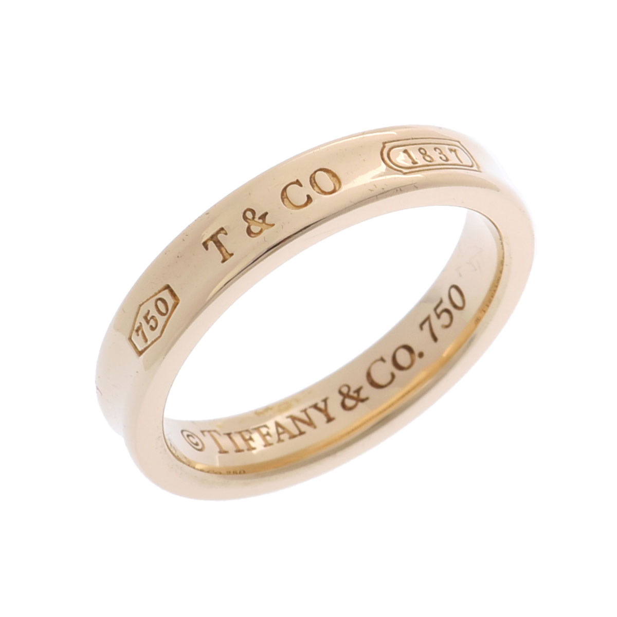 美品Tiffany & Co 10号 1837 ナローリング　K18 ティファニー1837 レディース K18イエローゴールド リング・指輪
