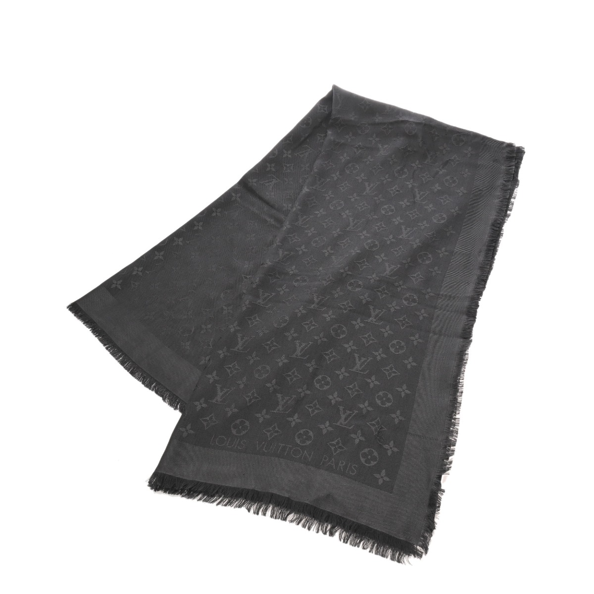 ♪ ヴィトン ストール モノグラム ベロア ブラック LOUIS VUITTON ヴィトン ショールモノグラムシャイン 401910 シルク×ビスコース