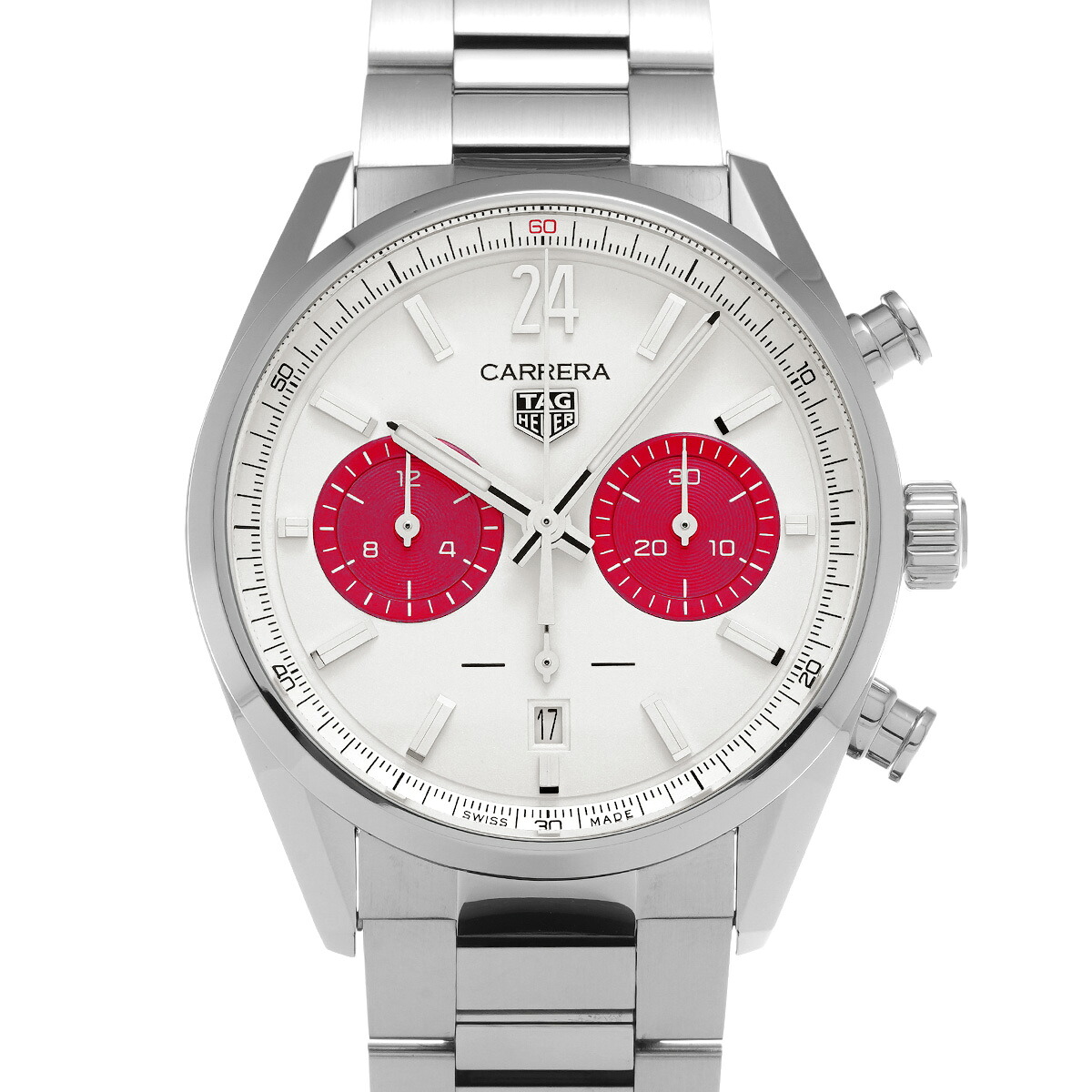 タグ ホイヤー TAG HEUER カレラ クロノグラフ ジャパンリミテッドエディション 限定240本 CBN201M.EA0016 ホワイト/レッド メンズ 腕時計 タグ ホイヤー 時計 高級腕時計 ブランド 【ローン48回払い無金利】【中古】 367,560円