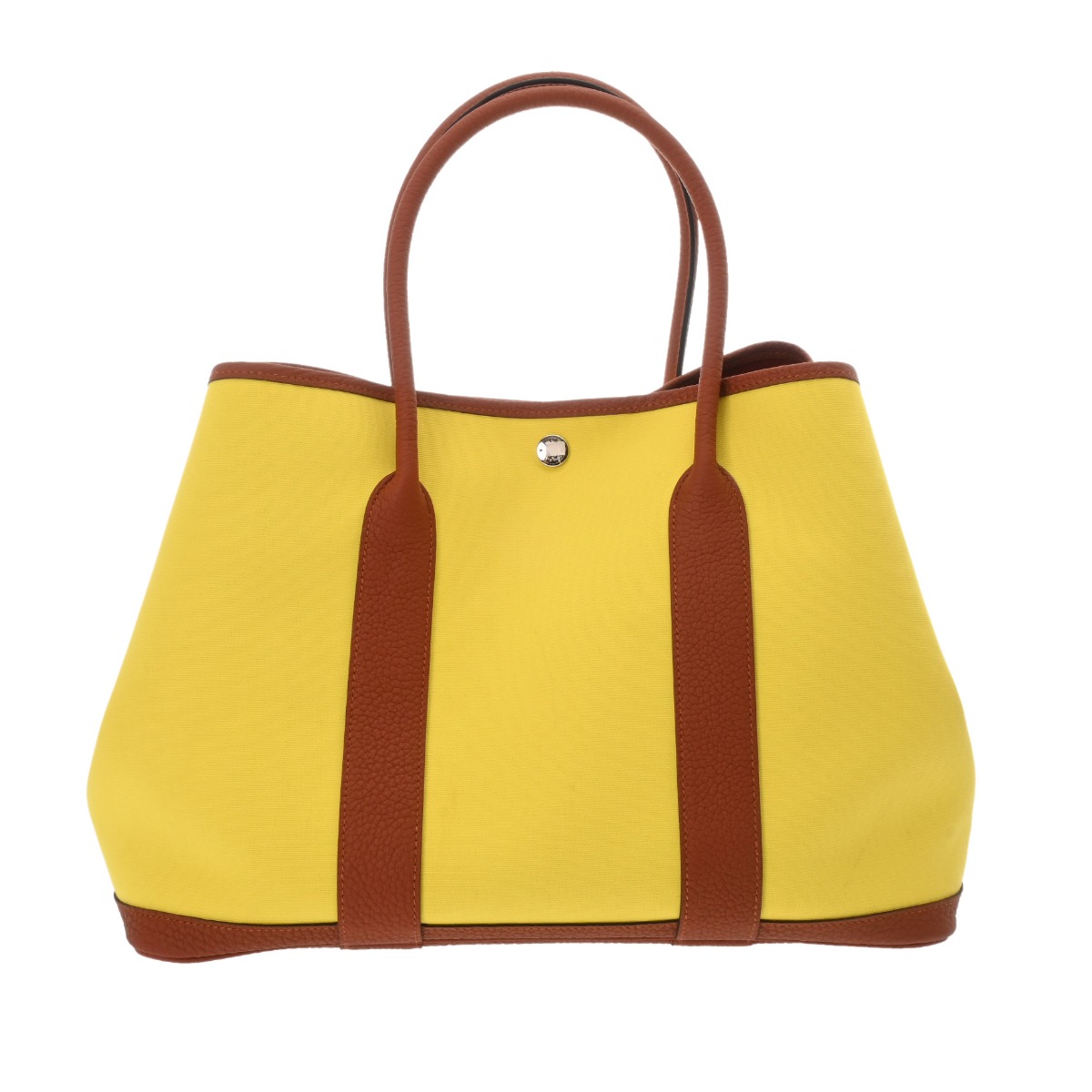 エルメス HERMES ガーデンパーティ PM ライム/ブラウン トワルオフィシエ/ネゴンダ レディース ハンドバッグ エルメス バッグ バック ブランド 【ローン48回払い無金利】【中古】