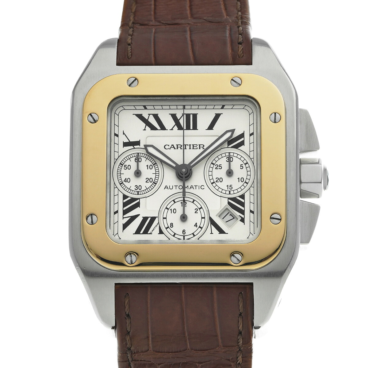 カルティエ CARTIER サントス 100 クロノグラフ XL W20091X7 シルバー メンズ 腕時計 カルティエ 時計 高級腕時計 ブランド 【ローン48回払い無金利】【中古】 447,200円