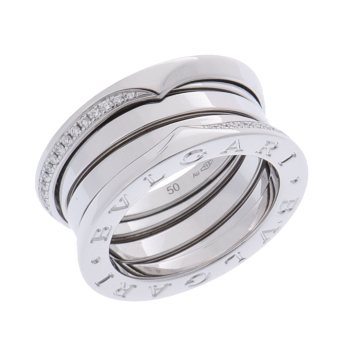 ブルガリ BVLGARI B.ZERO1リング #50 デミパヴェ 359703 K18ホワイトゴールド WG ダイヤモンド レディース リング・指輪 ブルガリ 【ローン48回払い無金利】【中古】