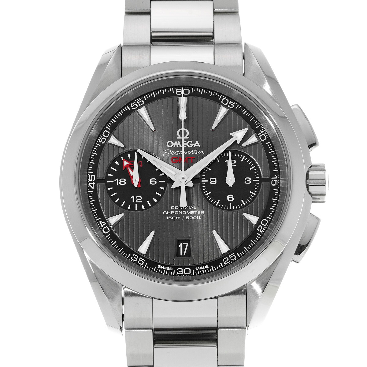 オメガ OMEGA シーマスター アクアテラ コーアクシャル GMT クロノグラフ 231.10.43.52.06.001 グレー/ブラック メンズ 腕時計 オメガ 時計 高級腕時計 ブランド 【ローン48回払い無金利】【中古】