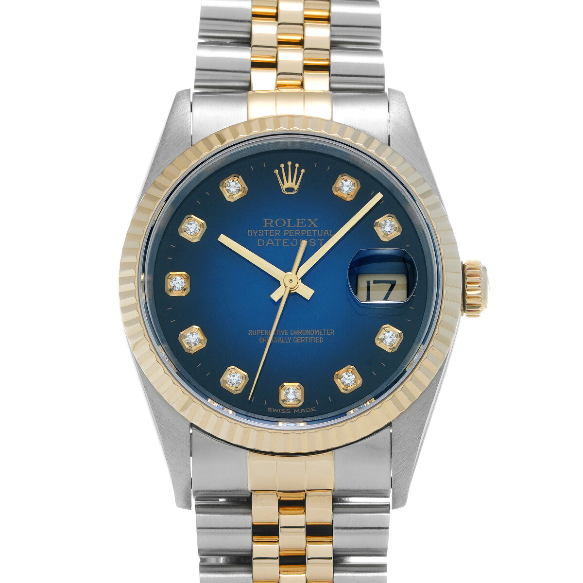 ロレックス ROLEX デイトジャスト 16233G T番(1997年頃製造) ブルー・グラデーション/ダイヤモンド メンズ 腕時計 ロレックス 時計 高級腕時計 ブランド 【ローン48回払い無金利】【中古】