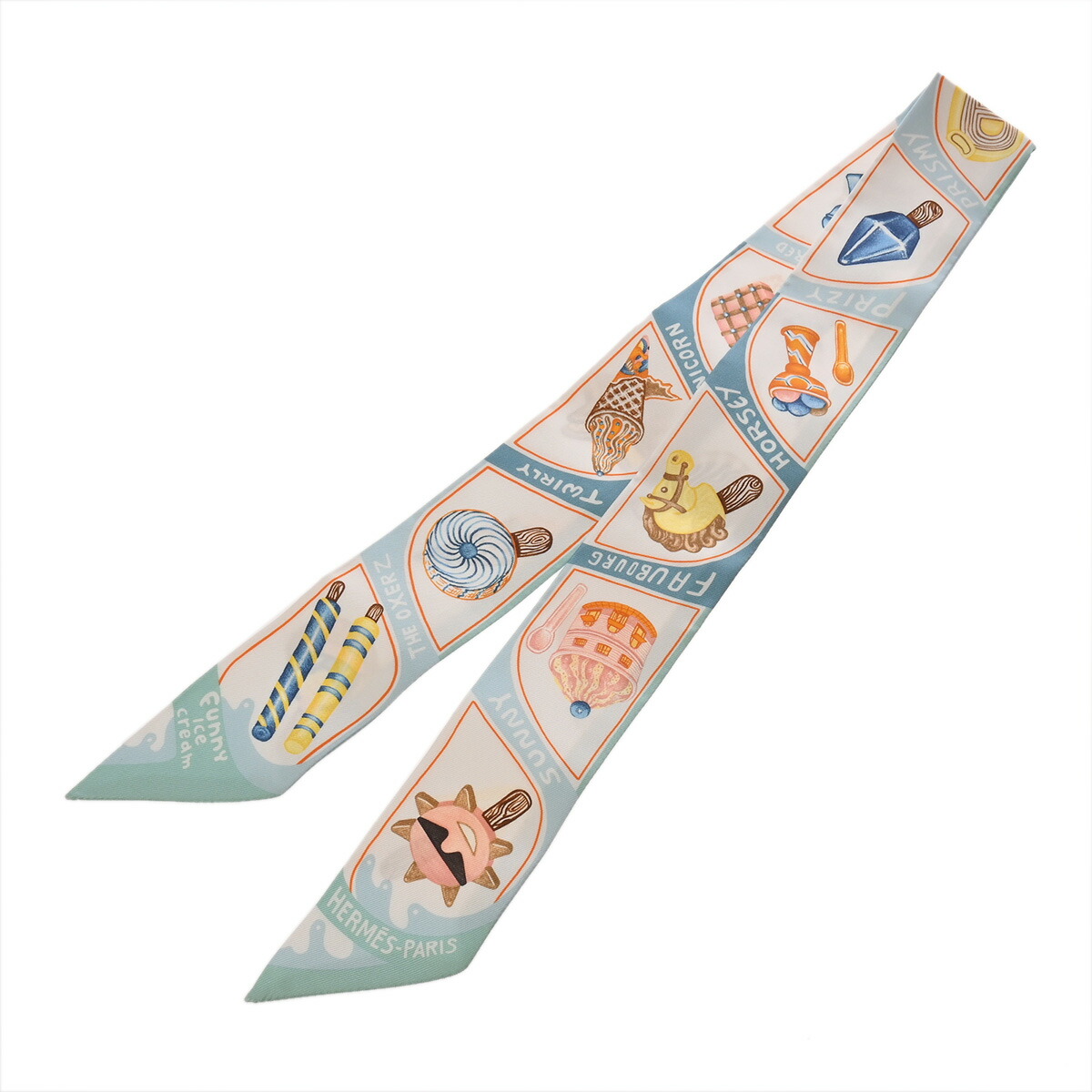 エルメス HERMES ツイリー FUNNY ICE CREAM マルチカラー 064109S シルク100％ レディース スカーフ エルメス 【ローン48回払い無金利】【未使用】