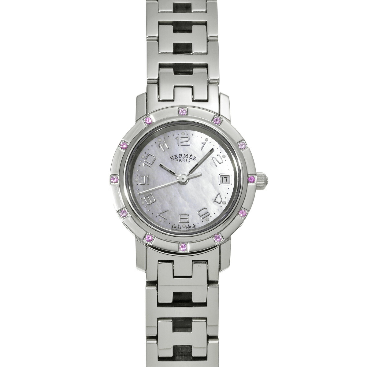 楽天市場】HERMES エルメス クリッパー ナクレ デイト ピンクシェル