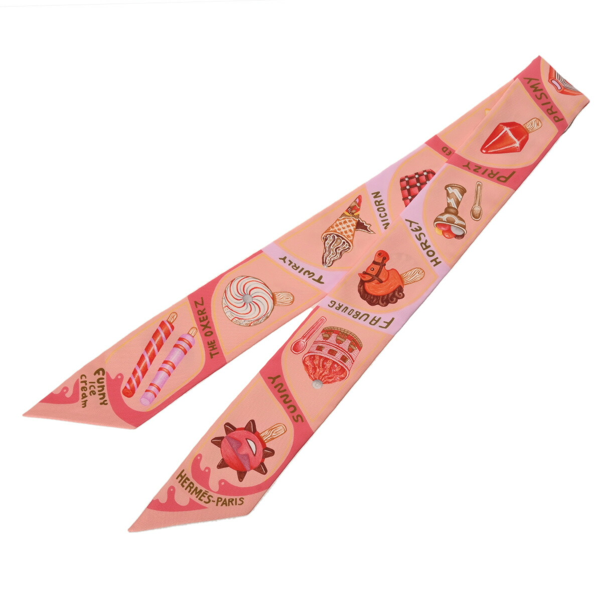 エルメス HERMES ツイリー FUNNY ICE CREAM マルチカラー シルク100％ レディース スカーフ エルメス 【ローン48回払い無金利】【未使用】