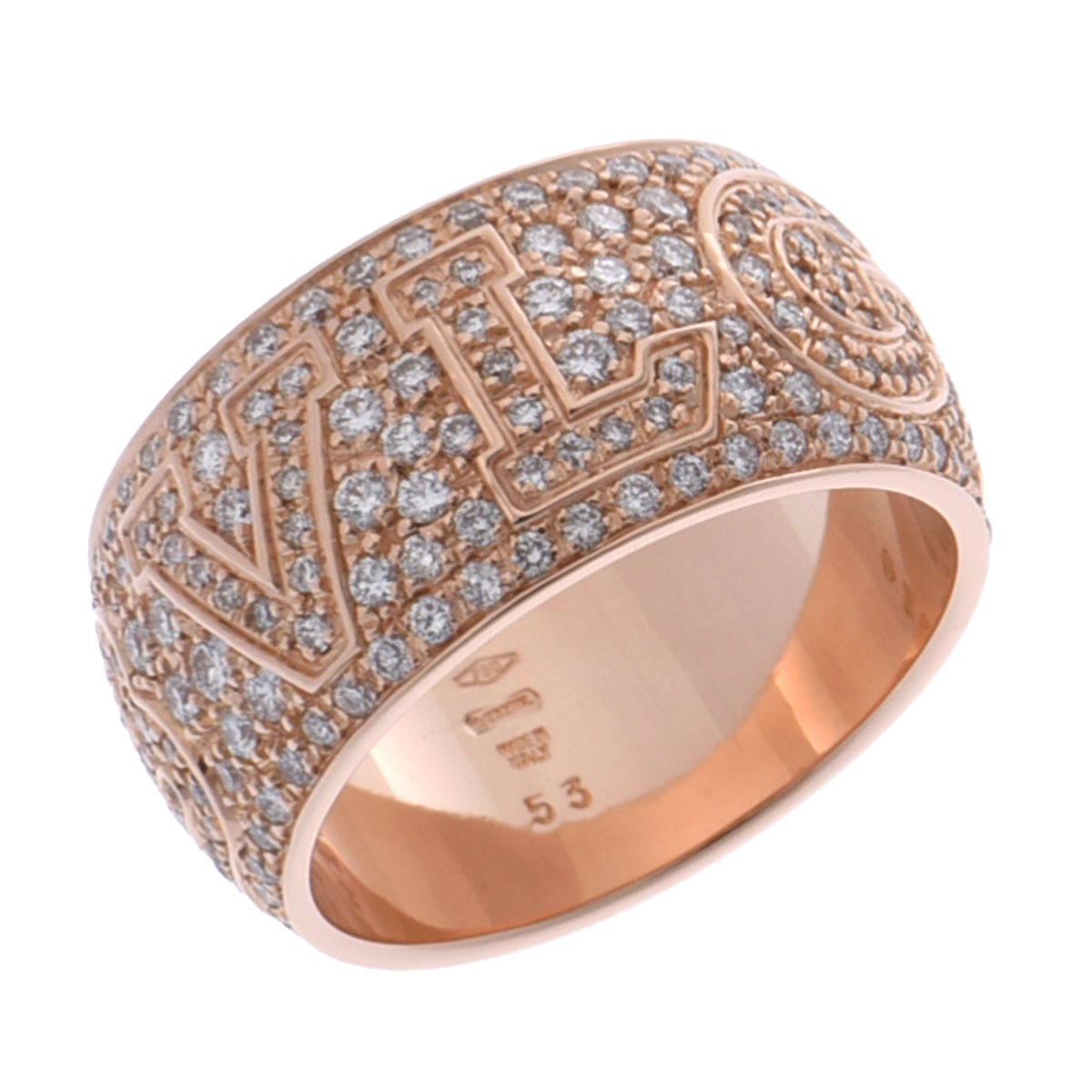 ブルガリ BVLGARI モノロゴリング #53 フルパヴェ 343911 K18ピンクゴールド PG ダイヤモンド レディース リング・指輪 ブルガリ 【ローン48回払い無金利】【中古】