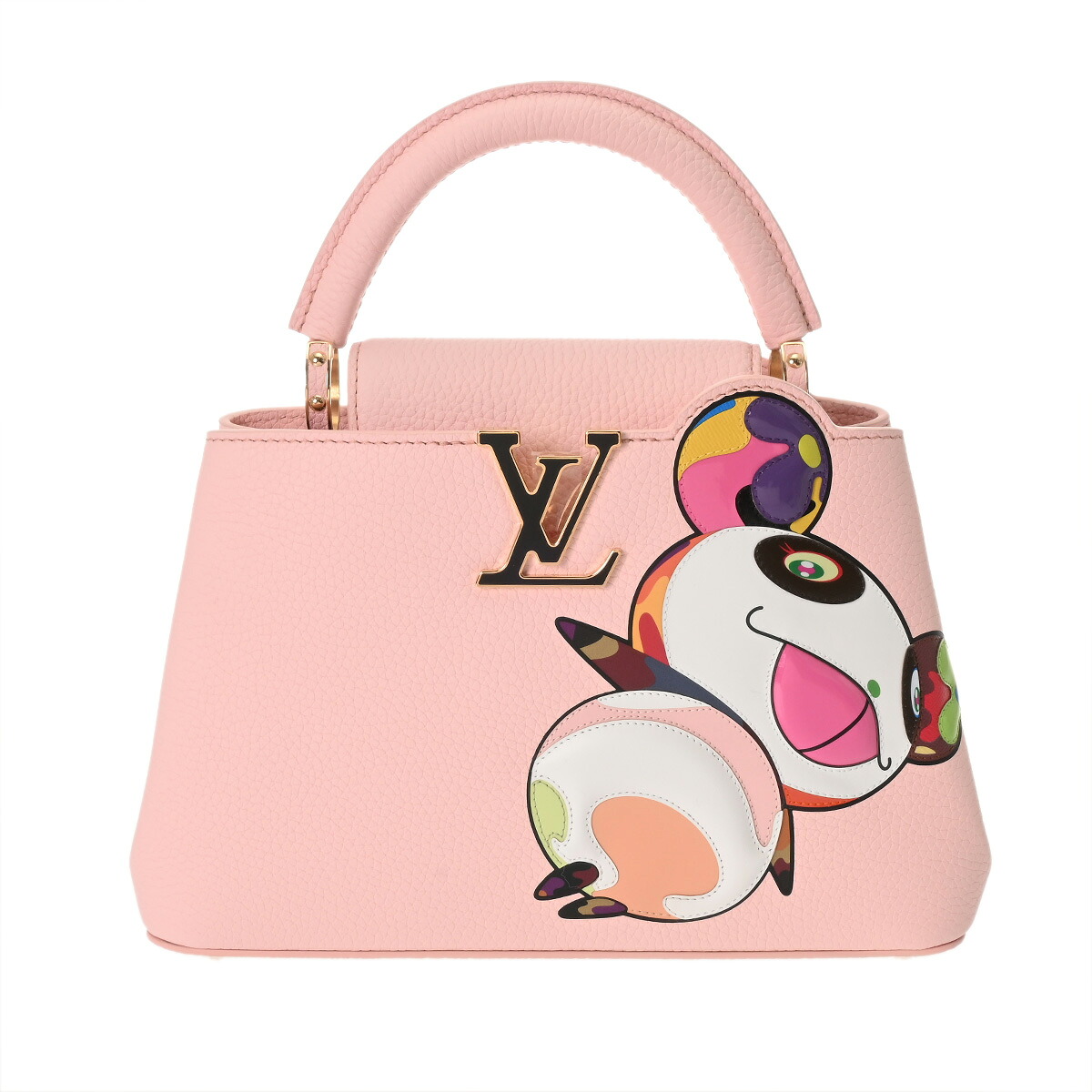 ルイ ヴィトン LOUIS VUITTON LV×TM カプシーヌ BB 2WAY 乳白色さくら色 M14100 トリヨンレザー レディース ハンドバック ヴィトンバッグ うしろ側 ブランド名 【貸し付け金48回払い無利子】【中古】