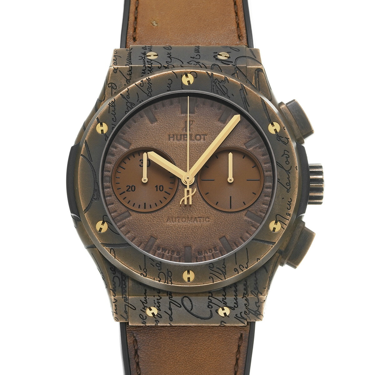 【～4/17 最大5万円クーポン】ウブロ HUBLOT クラシックフュージョン ブロンズ クロノグラフ ベルルッティ コールドゴールド 521.BZ.05IG.VR.BER19 コールドゴールド メンズ 腕時計 ウブロ 時計 高級腕時計 ブランド 【ローン48回払い無金利】【中古】