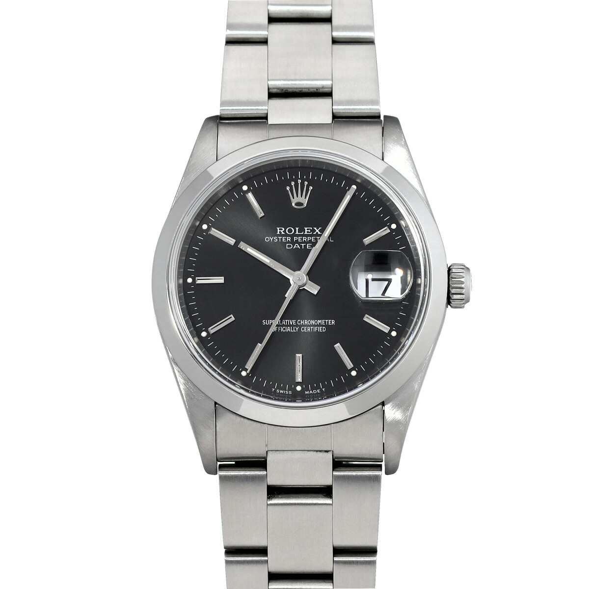 【～7/26 最大5万円クーポン】ロレックス ROLEX オイスターパーペチュアル デイト 15200 T番(1997年頃製造) ブラック メンズ 腕時計 ロレックス 時計 高級腕時計 ブランド 【ローン48回払い無金利】【中古】｜ウォッチニアン ブランド品専門店