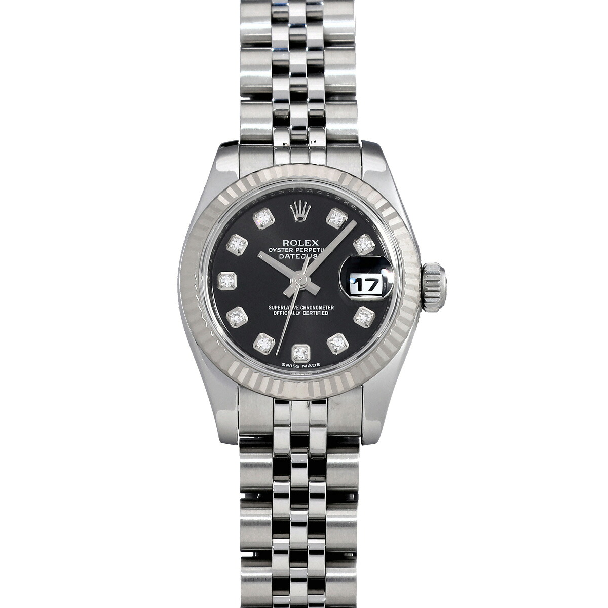 【～4/17 最大5万円クーポン】ロレックス ROLEX デイトジャスト 179174G G番(2010年頃製造) ブラック/ダイヤモンド レディース 腕時計 ロレックス 時計 高級腕時計 ブランド 【ローン48回払い無金利】【中古】