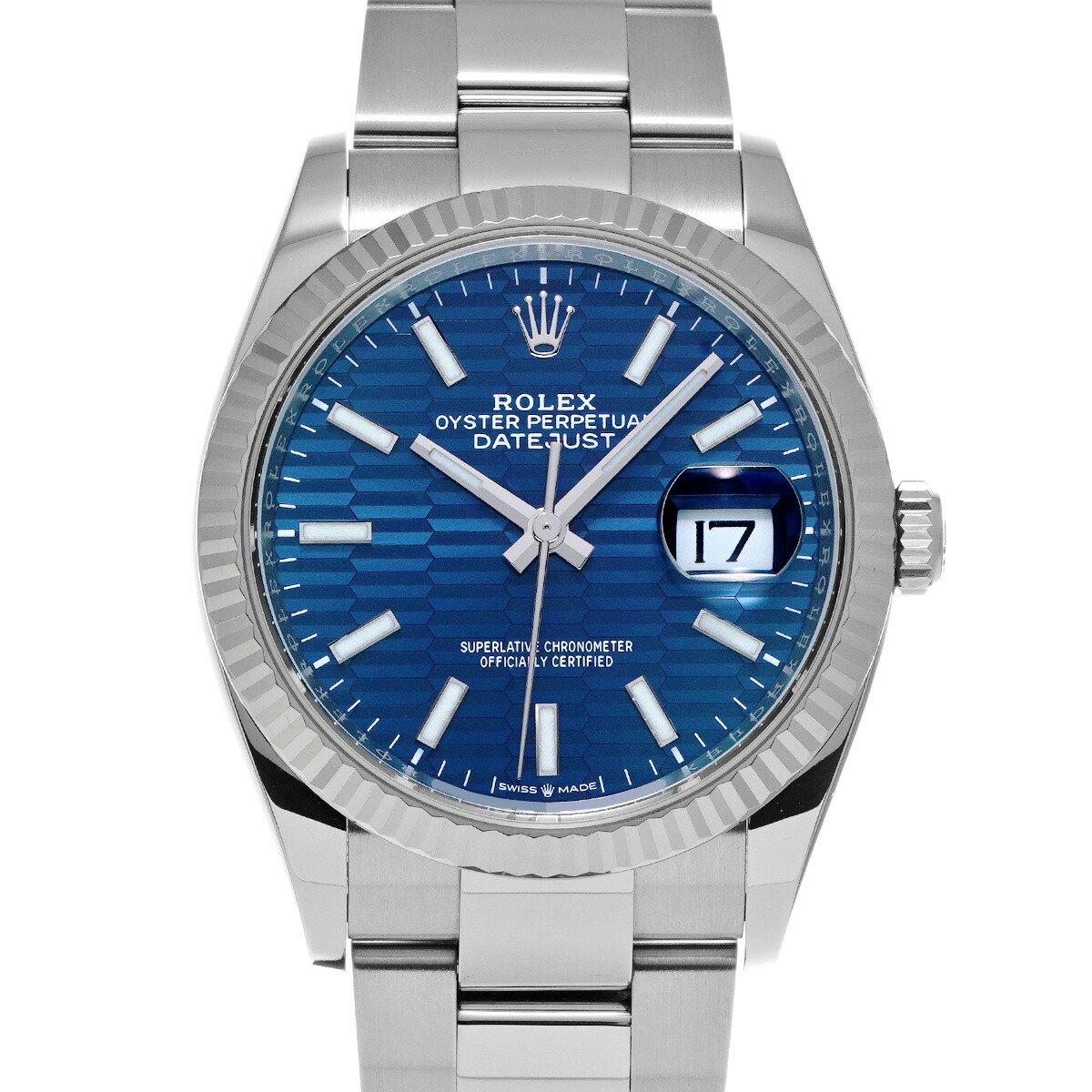 ロレックスROLEXデイトジャスト36126234ランダムシリアルブライトブルーフルーテッドモチーフメンズ腕時計ロレックス時計高級腕時計ブランド【ローン48回払い無金利】【中古】