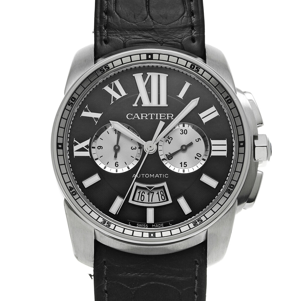 カルティエ CARTIER カリブル ドゥ カルティエ クロノグラフ W7100060 ブラック/シルバー メンズ 腕時計 カルティエ 時計 高級腕時計 ブランド 【ローン48回払い無金利】【中古】