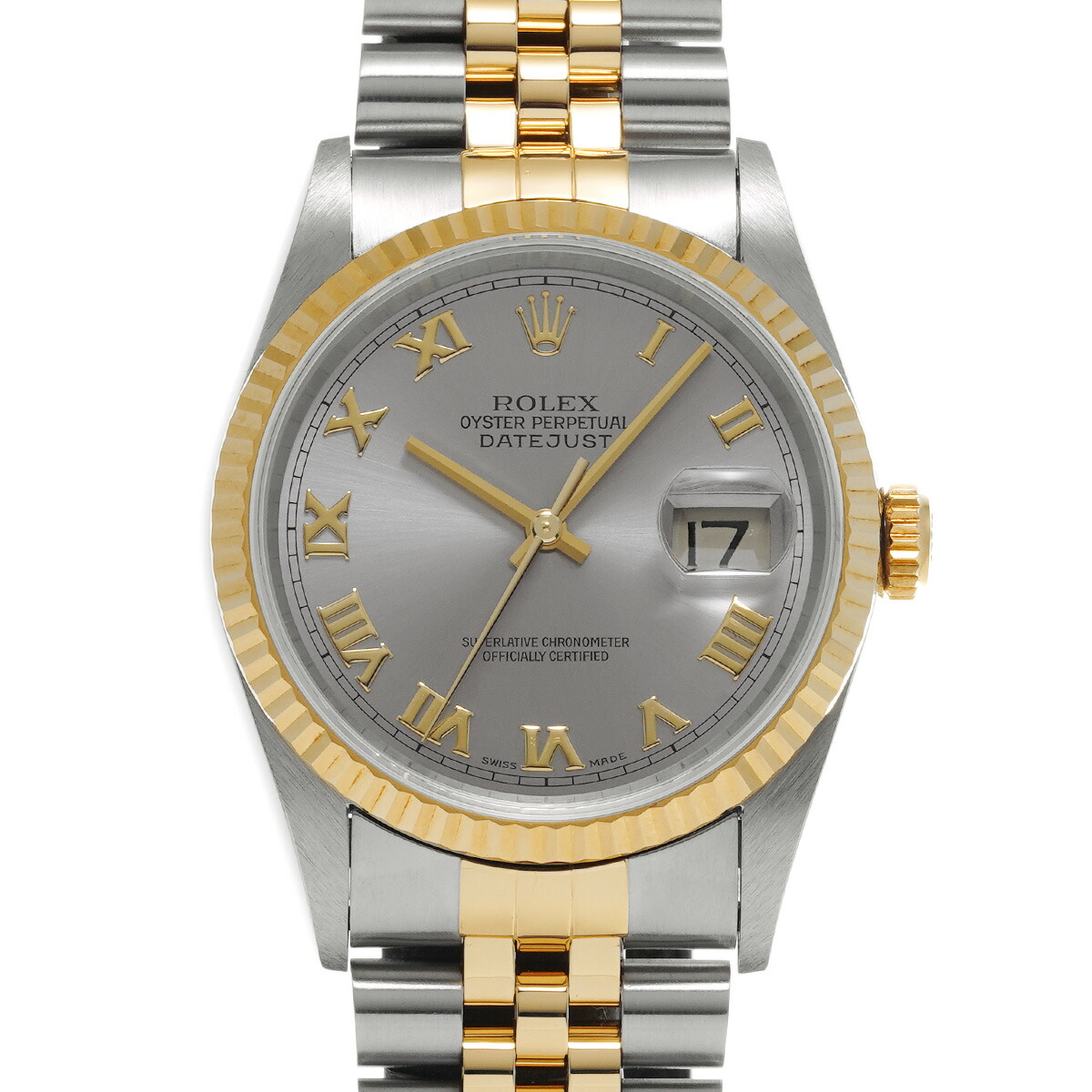 ロレックス ROLEX デイトジャスト 16233 T番(1997年頃製造) グレー メンズ 腕時計 ロレックス 時計 高級腕時計 ブランド 【ローン48回払い無金利】【中古】