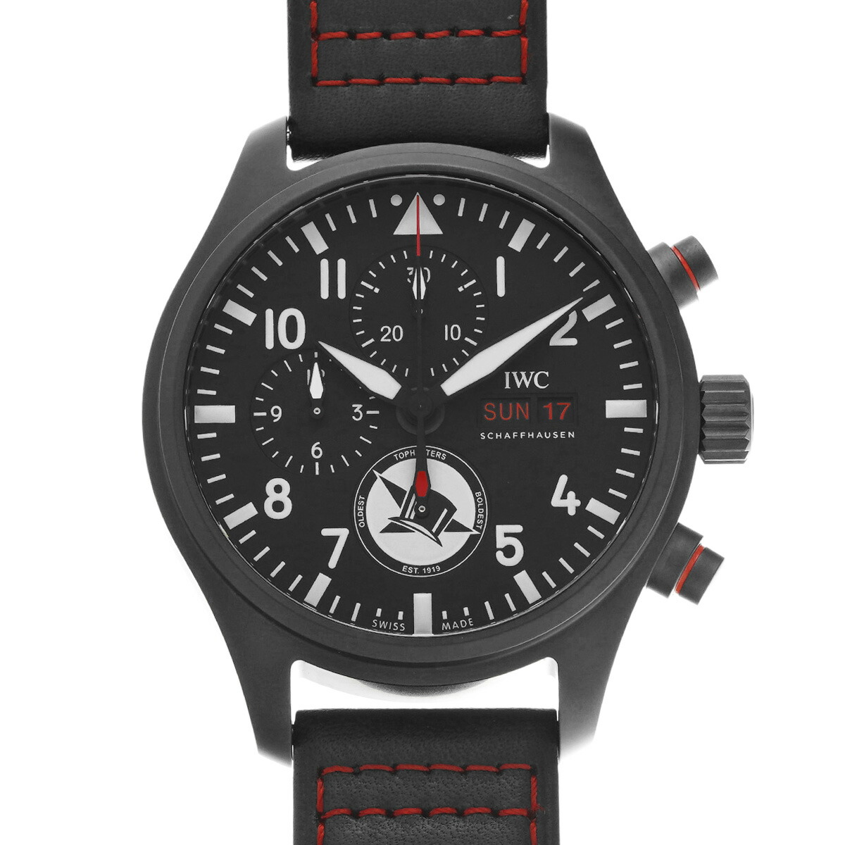 IWC パイロットウォッチ クロノグラフ トップハッターズ 限定500本 IW389108 ブラック メンズ 腕時計 IWC 時計 高級腕時計 ブランド 【ローン48回払い無金利】【中古】
