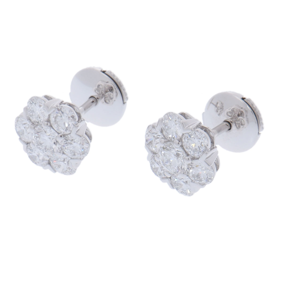 【～4/10 最大5万円クーポン】ヴァン クリーフ&アーペル Van Cleef & Arpels フルーレット ピアス ラージ VCARA48300 K18ホワイトゴールド WG ダイヤモンド レディース ピアス ヴァン クリーフ&アーペル 【ローン48回払い無金利】【中古】