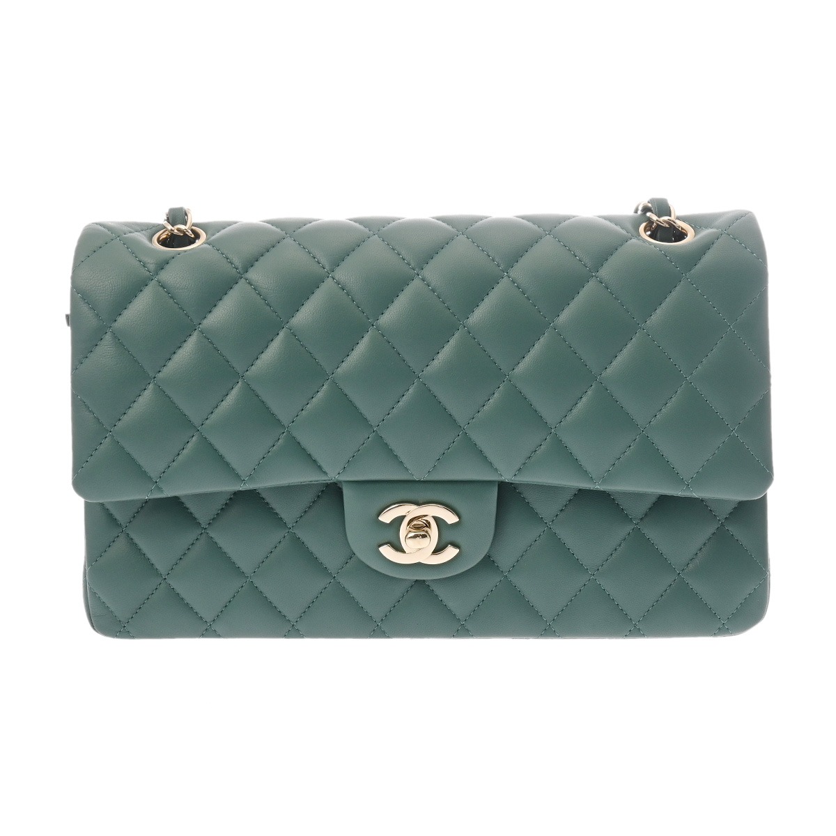 【～4/10 最大5万円クーポン】シャネル CHANEL マトラッセ クラシックハンドバッグ 25cm グリーン A01112 ラムスキン レディース ショルダーバッグ chanel シャネル バッグ バック ブランド 【ローン48回払い無金利】【中古】