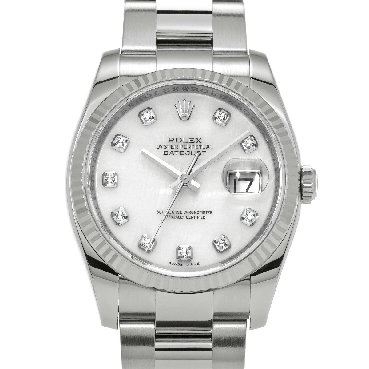 【～4/17 最大5万円クーポン】ロレックス ROLEX デイトジャスト 116234NG Z番(2006年頃製造) ホワイトシェル/ダイヤモンド メンズ 腕時計 ロレックス 時計 高級腕時計 ブランド 【ローン48回払い無金利】【中古】