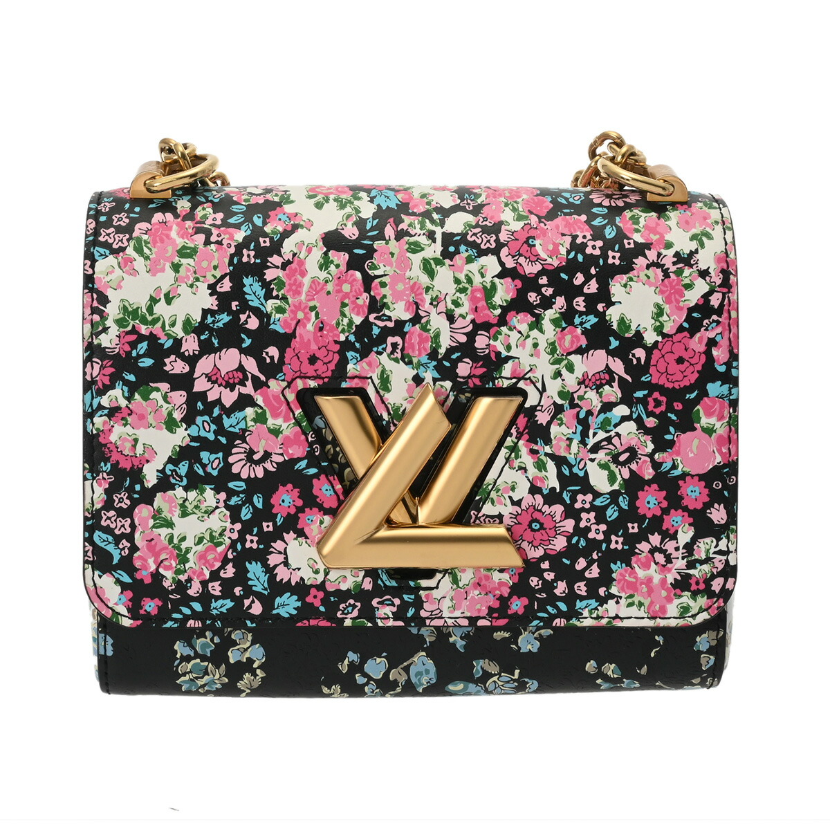 ルイ ヴィトン LOUIS VUITTON ツイスト PM チェーンショルダー フラワー ブラック/マルチカラー M55038 レザー レディース ショルダーバッグ ヴィトンバッグ バック ブランド 【ローン48回払い無金利】【中古】