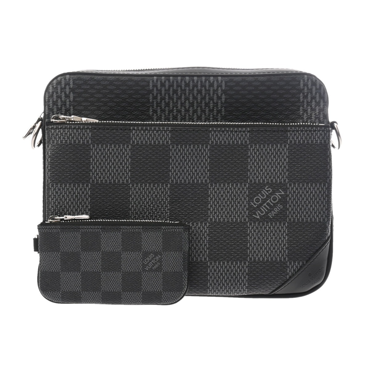 【～4/10 最大5万円クーポン】ルイ ヴィトン LOUIS VUITTON ダミエグラフィット 3D トリオメッセンジャー ブラック N50017 ダミエキャンバス メンズ メッセンジャーバッグ ヴィトンバッグ バック ブランド 【ローン48回払い無金利】【中古】