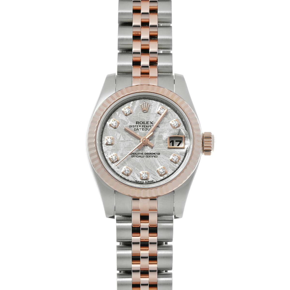 【～4/10 最大5万円クーポン】ロレックス ROLEX デイトジャスト 179171G ランダムシリアル メテオライト/ダイヤモンド レディース 腕時計 ロレックス 時計 高級腕時計 ブランド 【ローン48回払い無金利】【中古】
