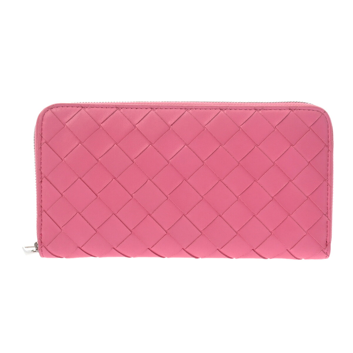 ボッテガ ヴェネタ BOTTEGA VENETA イントレチャート ジップアラウンドウォレット サクラ色 なめし革 ユニ一発やる 長紙入れ ボッテガ ヴェネタ 紙入れ ブランド名 【貸し付け金48回払い無利子】【中古】