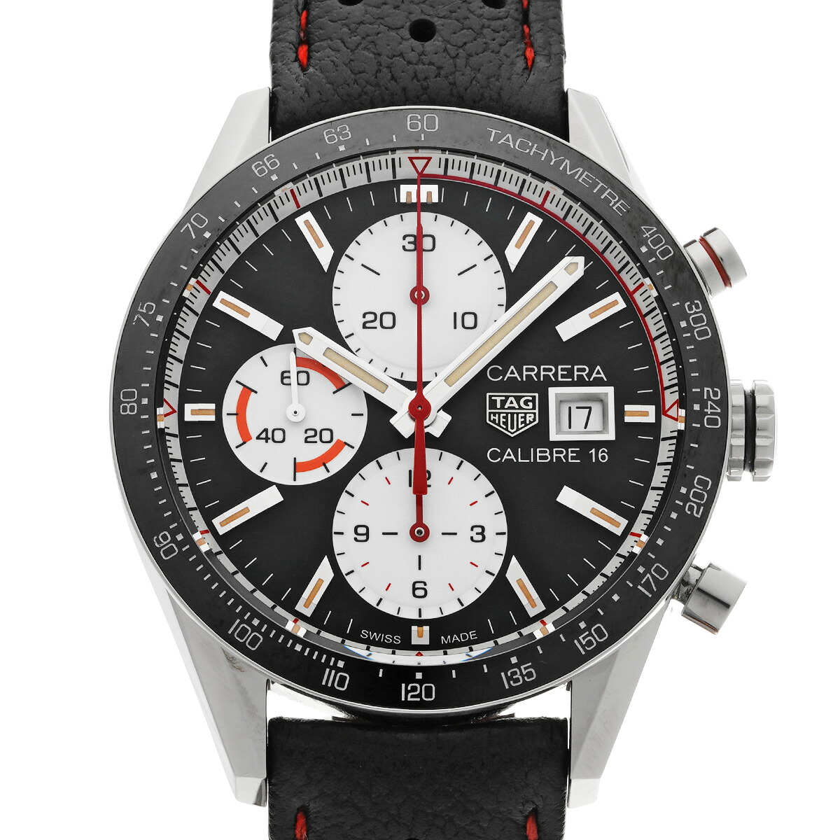 【～4/10 最大5万円クーポン】タグ ホイヤー TAG HEUER カレラ キャリバー16 クロノグラフ CV201AP.FC6429 ブラック/ホワイト メンズ 腕時計 タグ ホイヤー 時計 高級腕時計 ブランド 【ローン48回払い無金利】【中古】