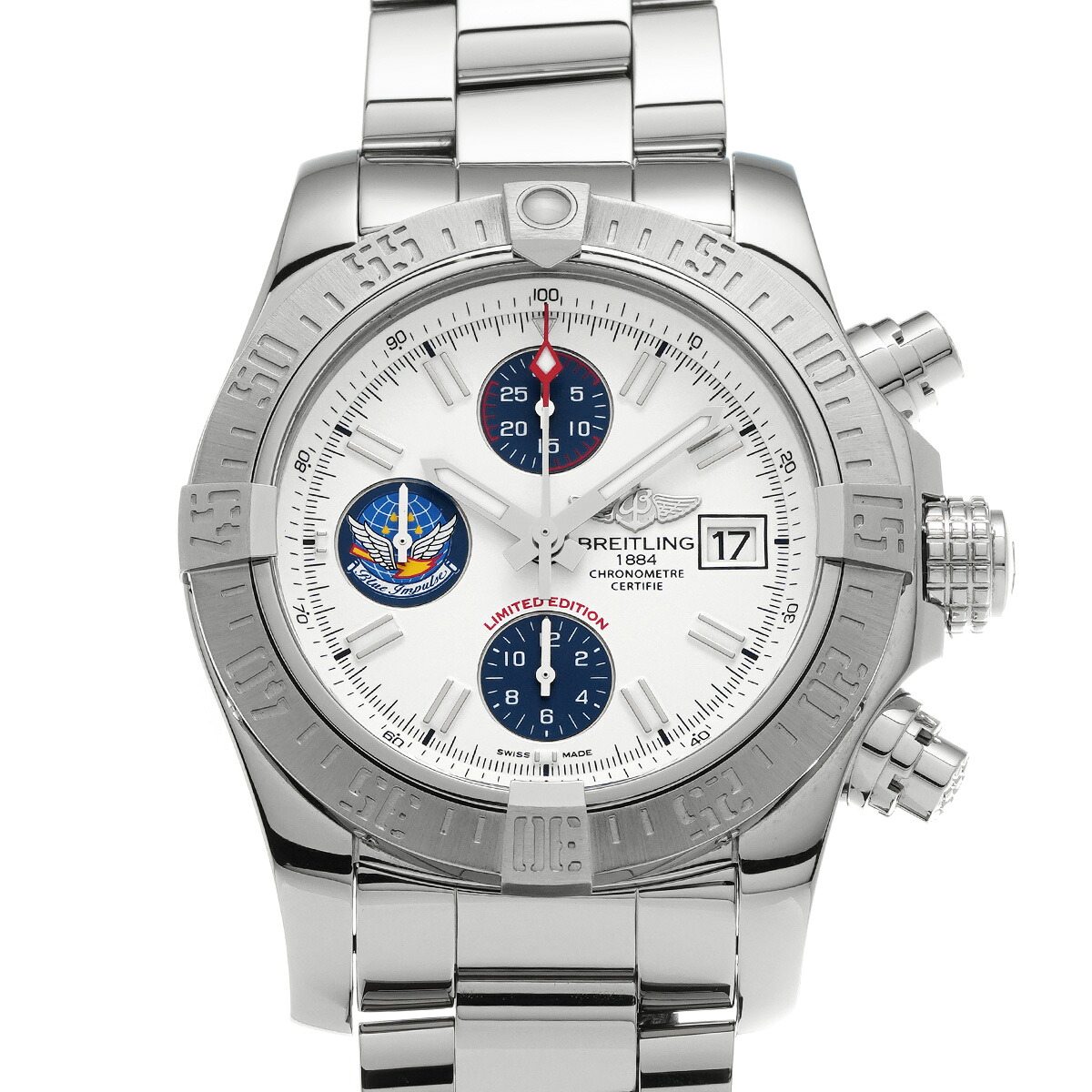 ブライトリング BREITLING アベンジャー II ブルーインパルス A133811A/A811 ホワイト/ブルー メンズ 腕時計 ブライトリング 時計 高級腕時計 ブランド 【ローン48回払い無金利】【中古】