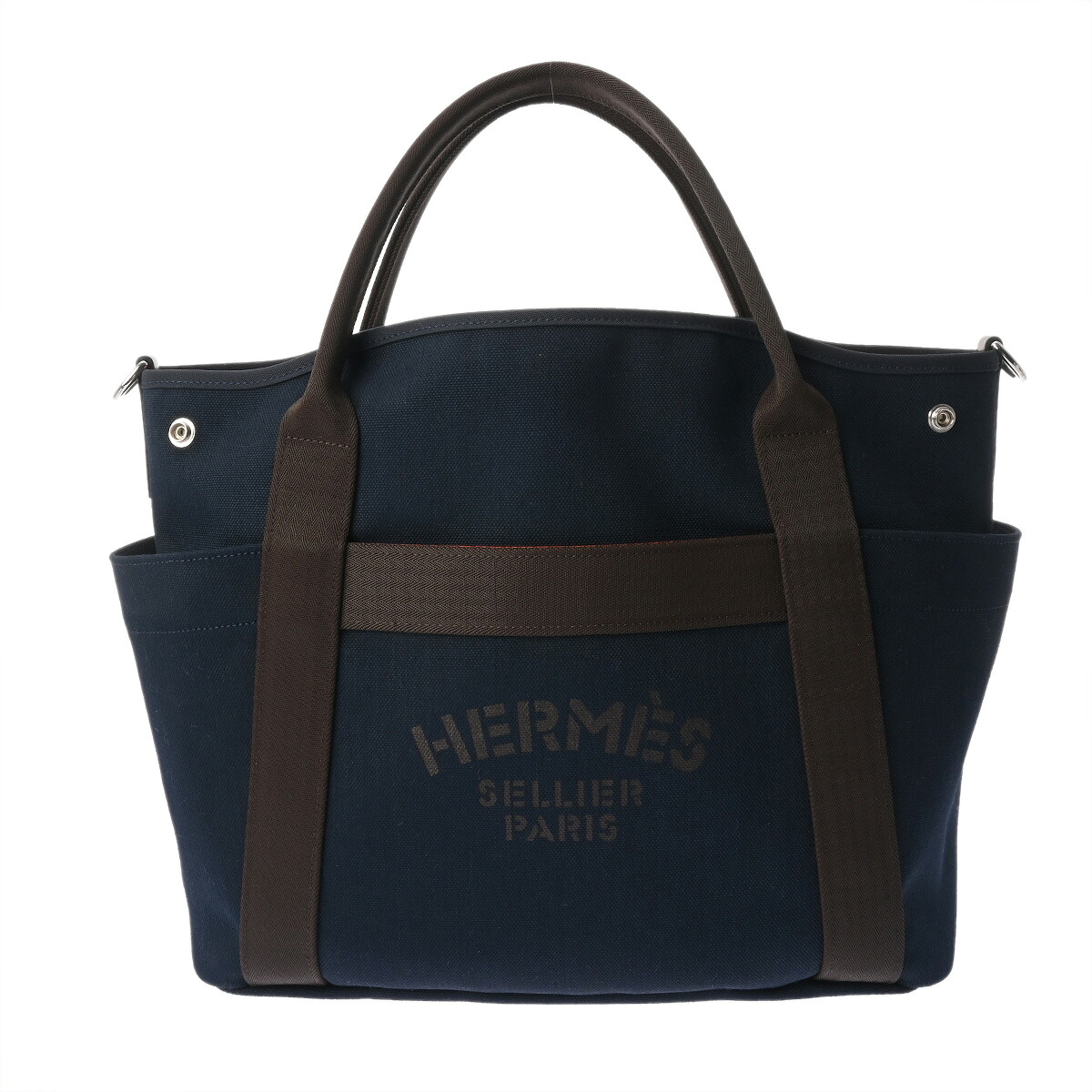 【～4/10 最大5万円クーポン】エルメス HERMES サック ド パンサージュ グルーム ネイビー/フー トワルシェブロン/ブライドルレザー ユニセックス 2WAYバッグ エルメス バッグ バック ブランド 【ローン48回払い無金利】【中古】