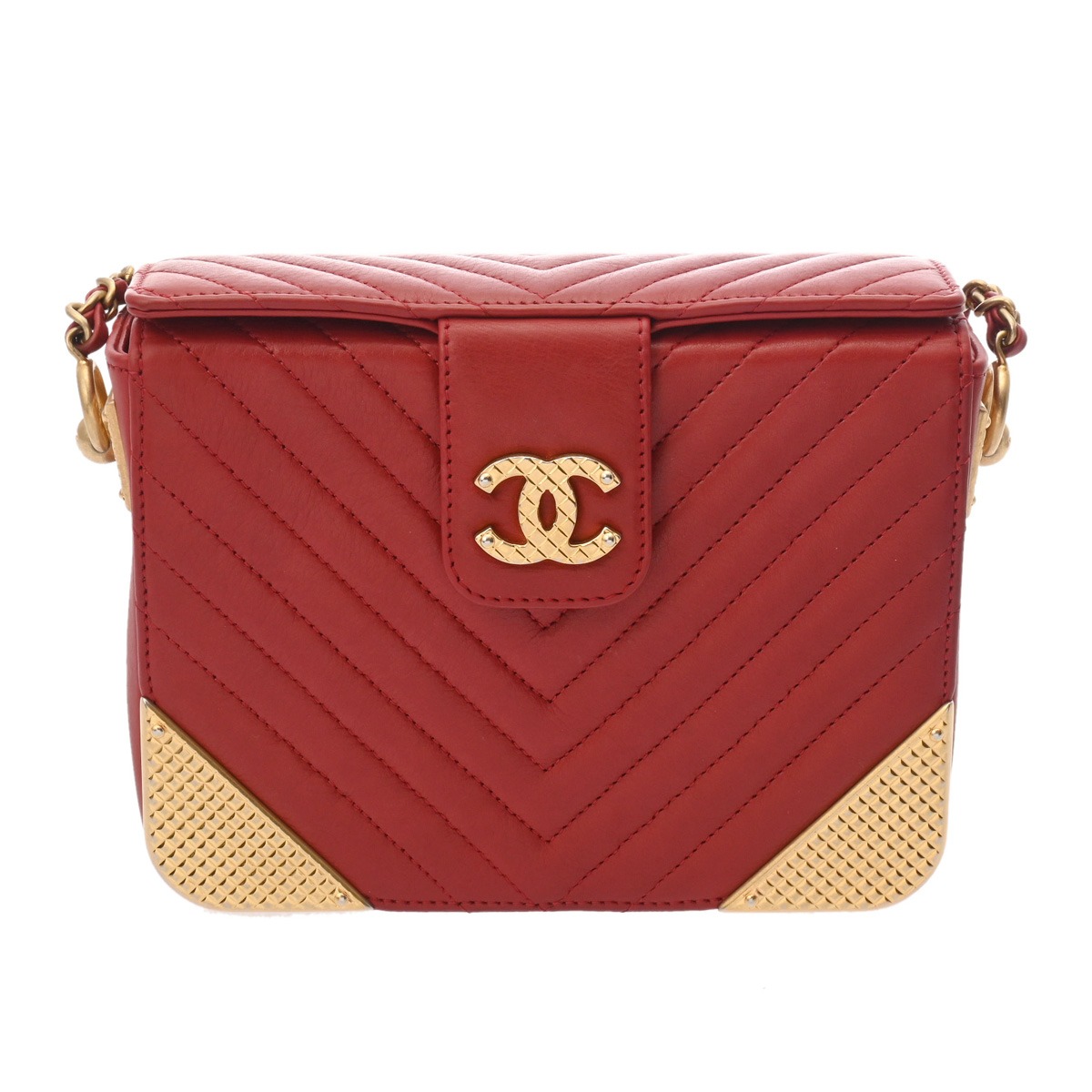 【～7/26 最大5万円クーポン】シャネル CHANEL Vステッチ チェーンショルダー レッド カーフスキン レディース ショルダーバッグ chanel シャネル バッグ バック ブランド 【ローン48回払い無金利】【中古】｜ウォッチニアン ブランド品専門店