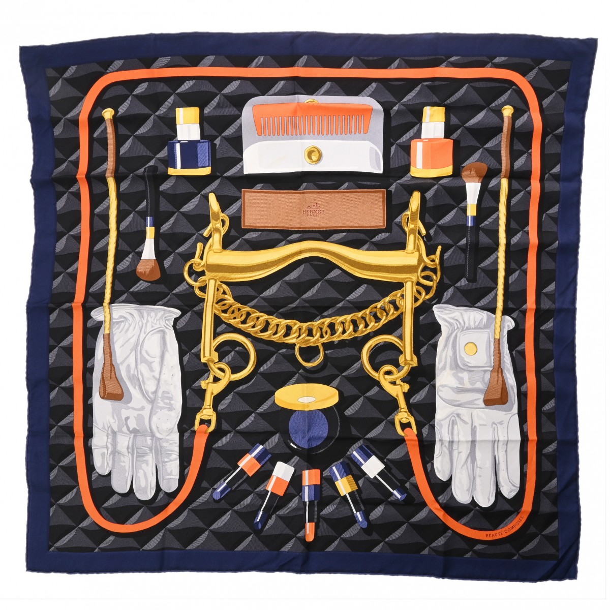 【～4/10 最大5万円クーポン】エルメス HERMES カレ90 BEAUTE COMPOSEE マルチカラー シルク100％ レディース スカーフ エルメス 【ローン48回払い無金利】【中古】