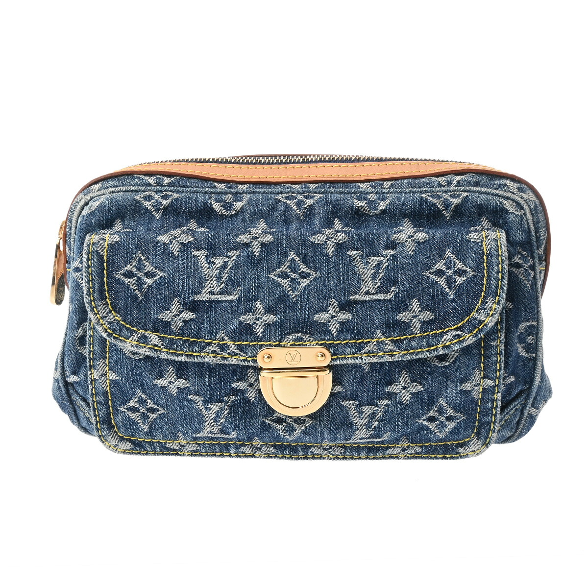【～4/17 最大5万円クーポン】ルイ ヴィトン LOUIS VUITTON モノグラムデニム バムバッグ ブルー M95347 デニム レディース ウエストバッグ ヴィトンバッグ バック ブランド 【ローン48回払い無金利】【中古】