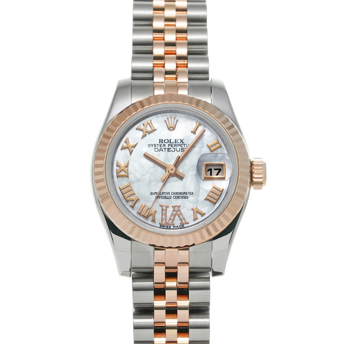 ロレックス ROLEX デイトジャスト 179171NR ランダムシリアル ホワイトシェル/ダイヤルモンド レディース 腕時計 ロレックス 時計 高級腕時計 ブランド 【ローン48回払い無金利】【中古】