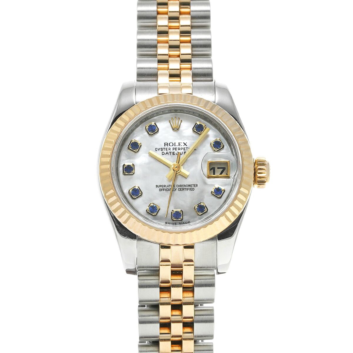 【~4/10 最大5万円クーポン】ロレックス ROLEX デイトジャスト 179173NGS Z番(2006年頃製造) ホワイトシェル/サファイア レディース 腕時計 ロレックス 時計 高級腕時計 ブランド 【ローン48回払い無金利】【中古】