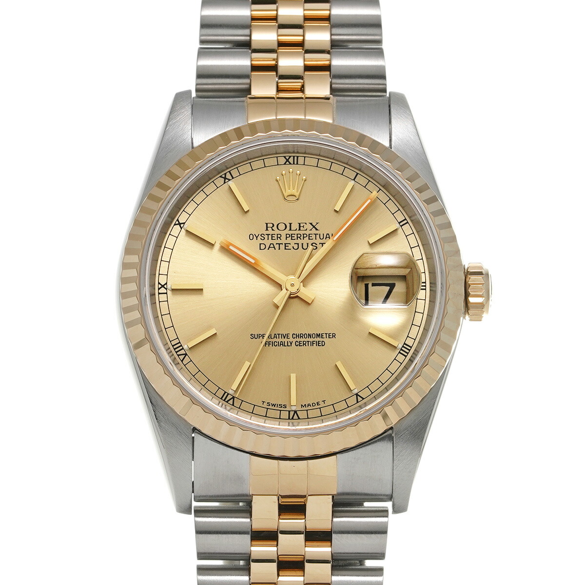 ロレックス ROLEX デイトジャスト 16233 T番(1997年頃製造) シャンパン メンズ 腕時計 ロレックス 時計 高級腕時計 ブランド 【ローン48回払い無金利】【中古】 455,200円