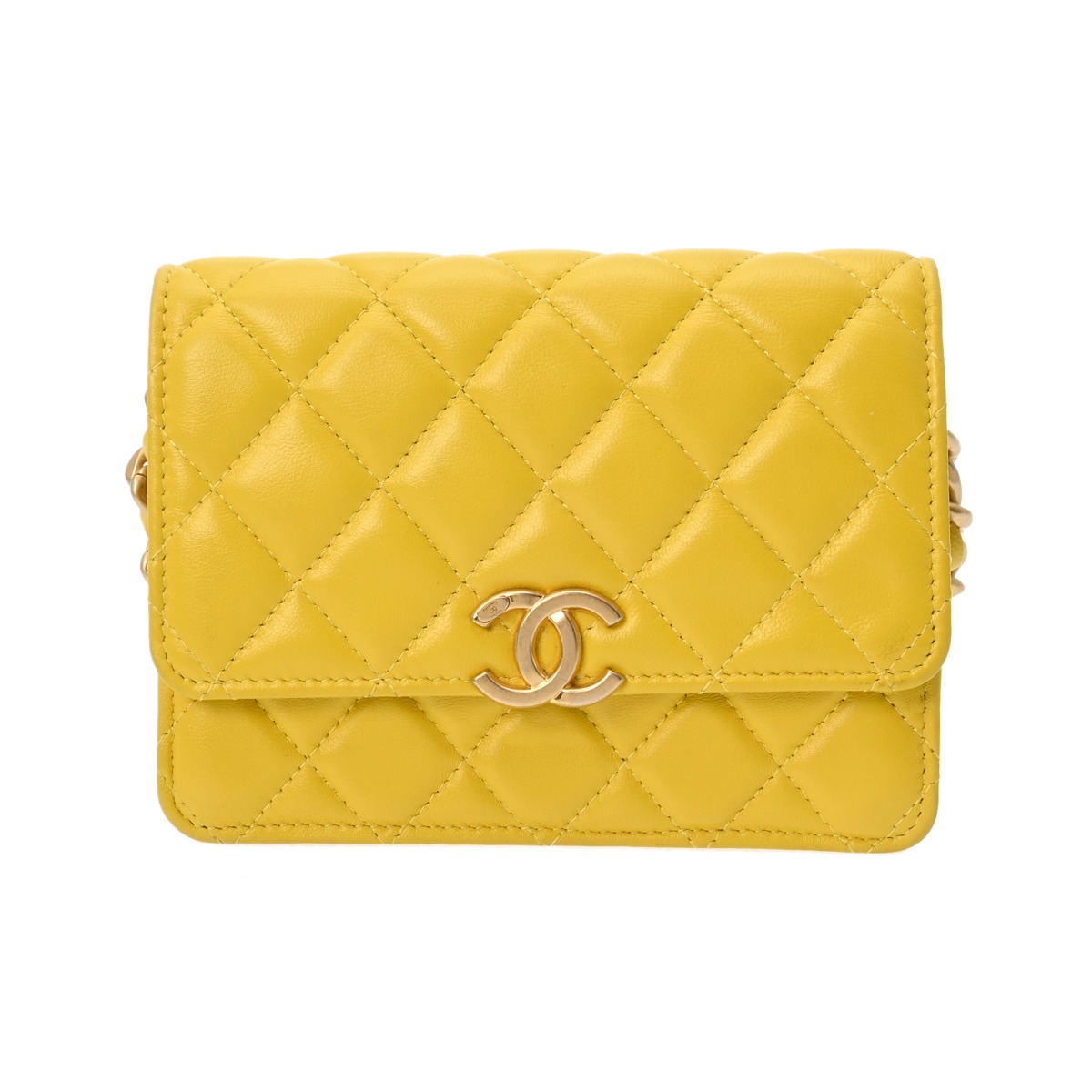 シャネル CHANEL チェーンウォレット イエロー A80982 ラムスキン レディース ショルダーバッグ chanel シャネル バッグ バック ブランド 【ローン48回払い無金利】【中古】