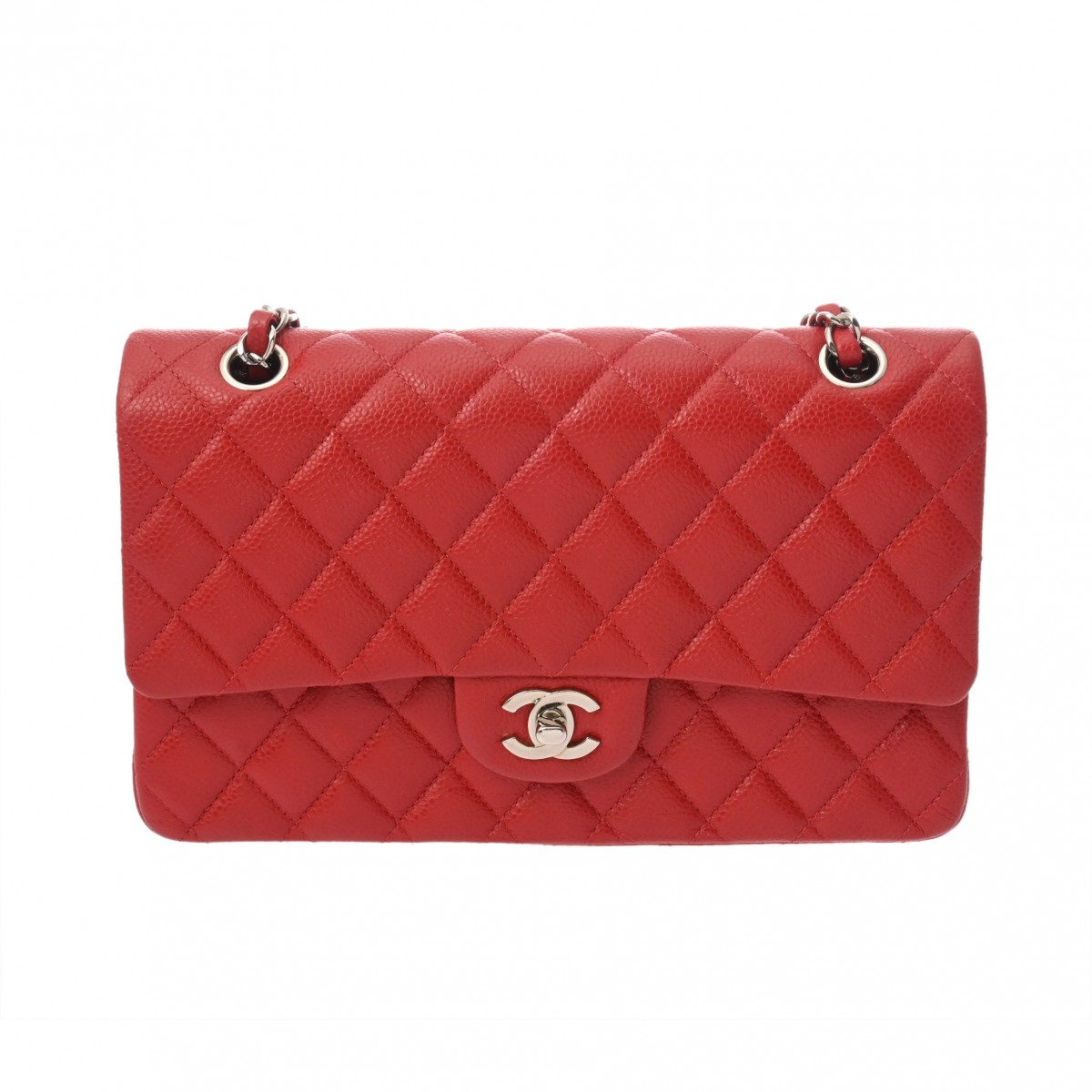 【～4/10 最大5万円クーポン】シャネル CHANEL マトラッセ WフラップWチェーンショルダー 25 レッド A01112 キャビアスキン レディース ショルダーバッグ chanel シャネル バッグ バック ブランド 【ローン48回払い無金利】【中古】
