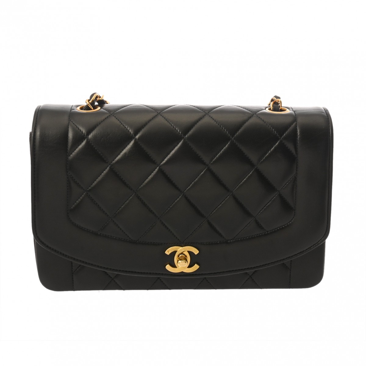 【～7/26 最大5万円クーポン】シャネル CHANEL チェーンショルダー 25cm ダイアナ ブラック A01165 ラムスキン レディース ショルダーバッグ chanel シャネル バッグ バック ブランド 【ローン48回払い無金利】【中古】｜ウォッチニアン ブランド品専門店