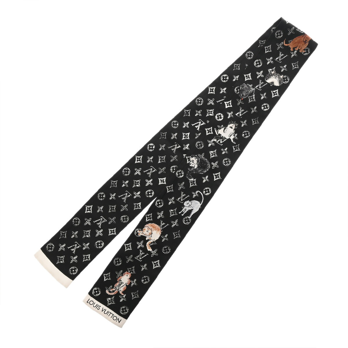 【～4/17 最大5万円クーポン】ルイ ヴィトン LOUIS VUITTON バンドーBB マイ ネヴァーフル モノグラム ブラック MP2269 シルク100％ レディース スカーフ ルイ ヴィトン 【ローン48回払い無金利】【中古】