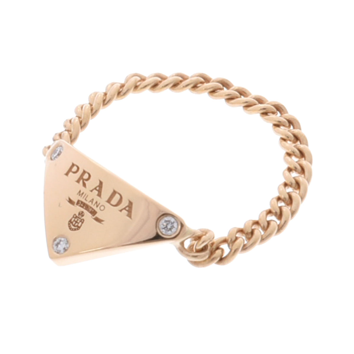 プラダ PRADA トライアングル チェーン リング 3PD K18イエローゴールド YG ダイヤモンド レディース リング・指輪 プラダ 【ローン48回払い無金利】【中古】