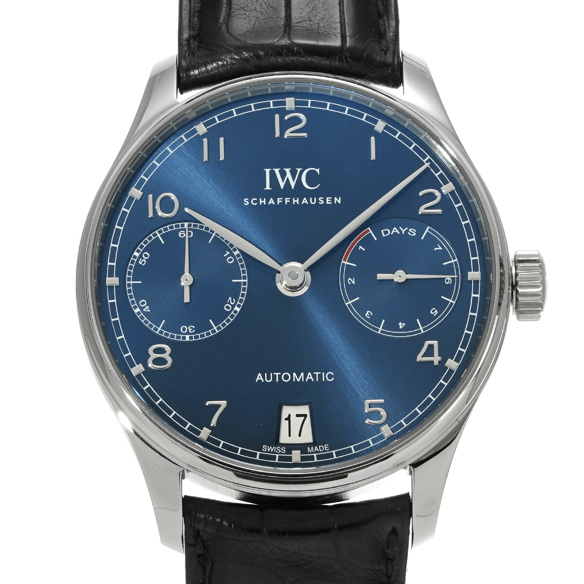 IWC ポルトギーゼ オートマティック 7デイズ IW500710 ブルー メンズ 腕時計 IWC 時計 高級腕時計 ブランド 【ローン48回払い無金利】【中古】